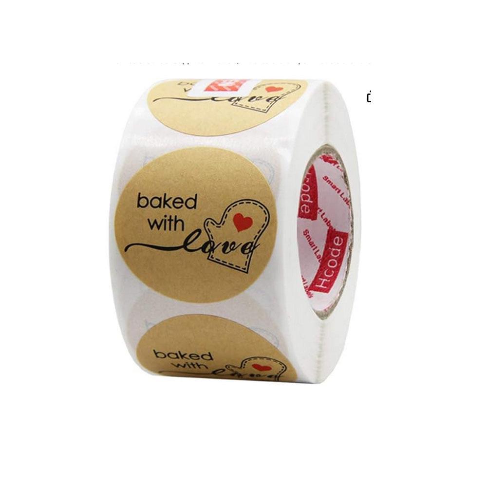 500 Kraft Paper Self-Adhesive Thank You Stickers for Baking Gifts Sealing Labels