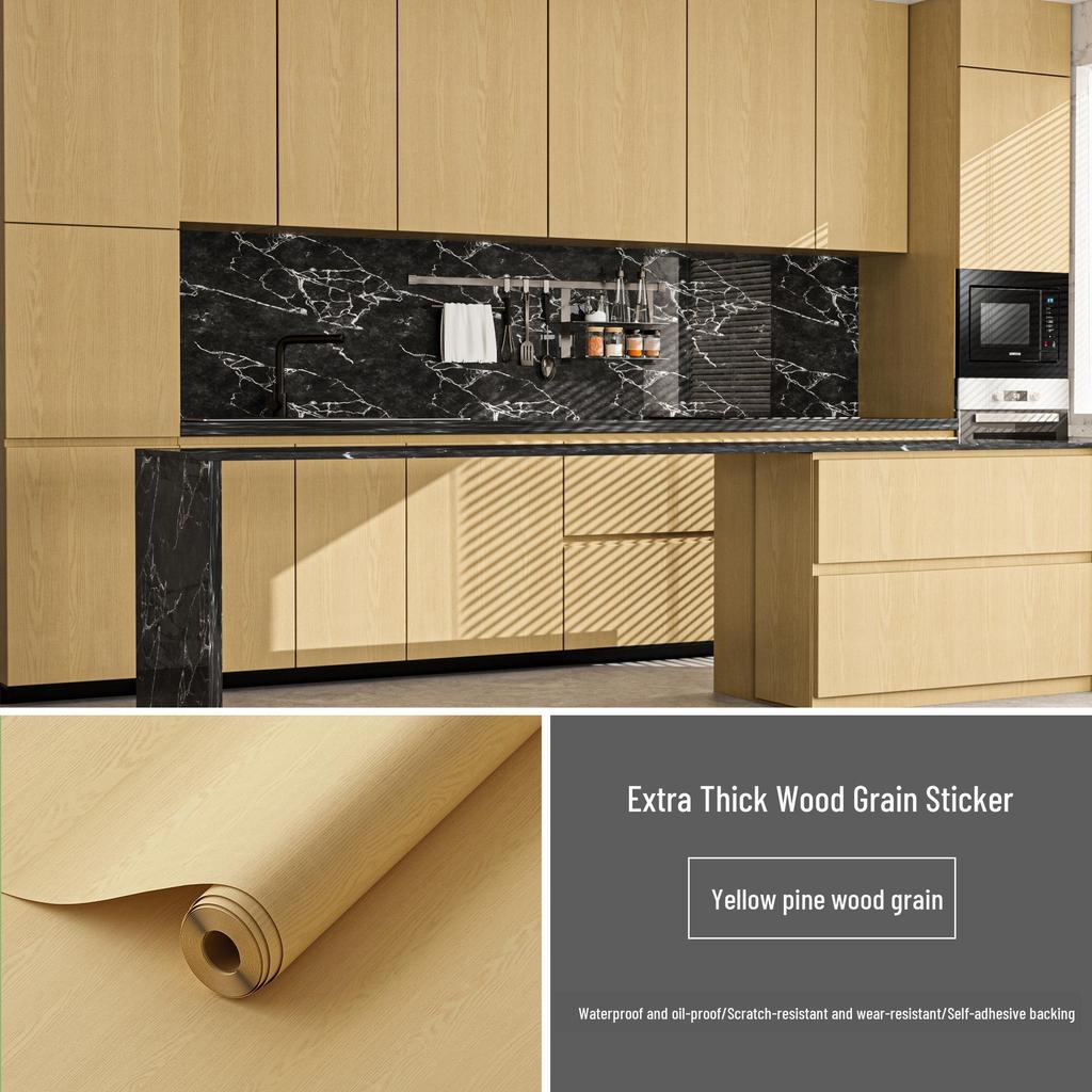 Folha Autoadesiva Espessa com Grão de Madeira: Adesivo de Madeira Falsa para Armários, Roupeiros, Portas, Mesas e Móveis