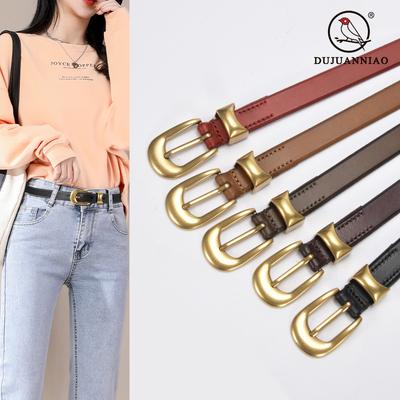 Four Seasons Available Head Layer Leather Women'S Belt Retro Buckle Leather Belt Women'S Baijiu Match Decorative Jeans Coat Suit Belt