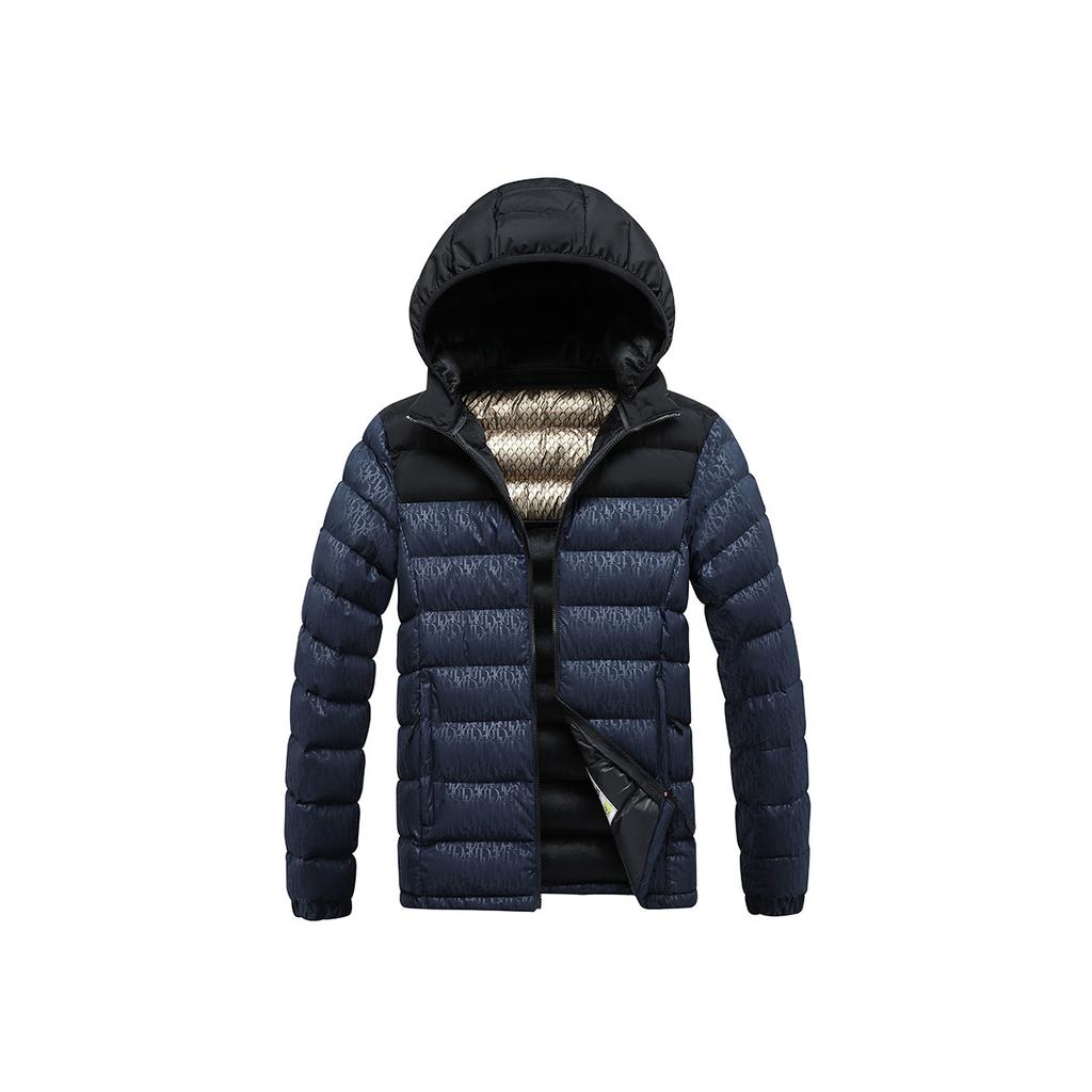 Light Cotton Jacket Men's Winter Fashion Hit The Colour Slim Detachable Cap Thickened Hooded Comfortable and Versatile Jacket