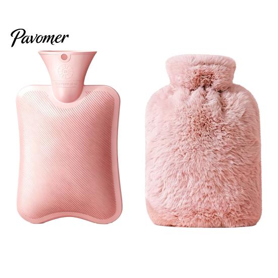 Explosion Proof Water Bag Hot Bottle with Plush Cover, 500/1000/2000ML Leak-proof Bag, Washable Cover Cold Compress Pouch for Shoulder, Back,