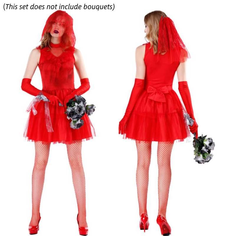 Adult Halloween Ghost Bride Costume In Red For Game Anime Cosplay