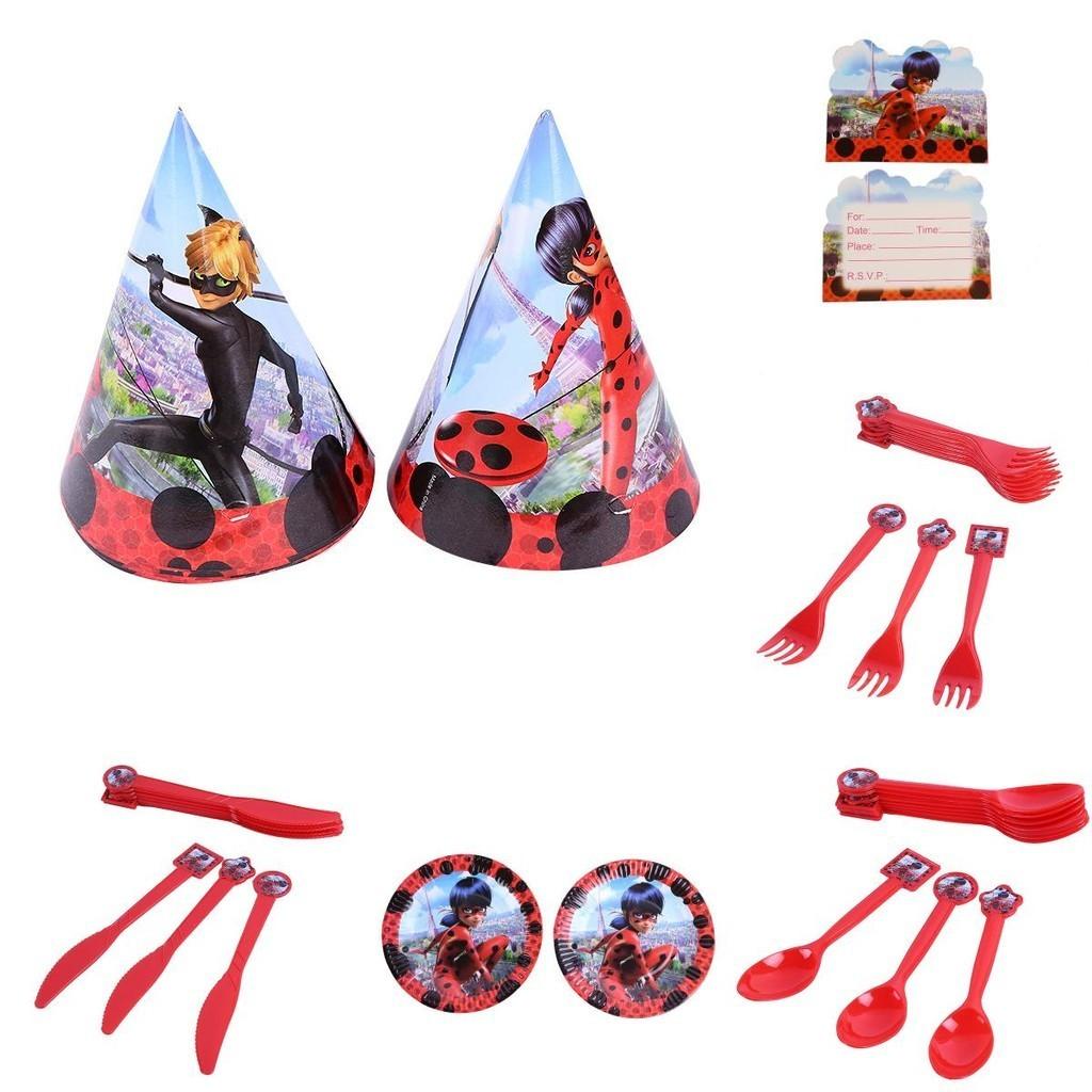 Vibrant Ladybug Girl Themed Party Set For Birthdays Disposable Plates And Cups
