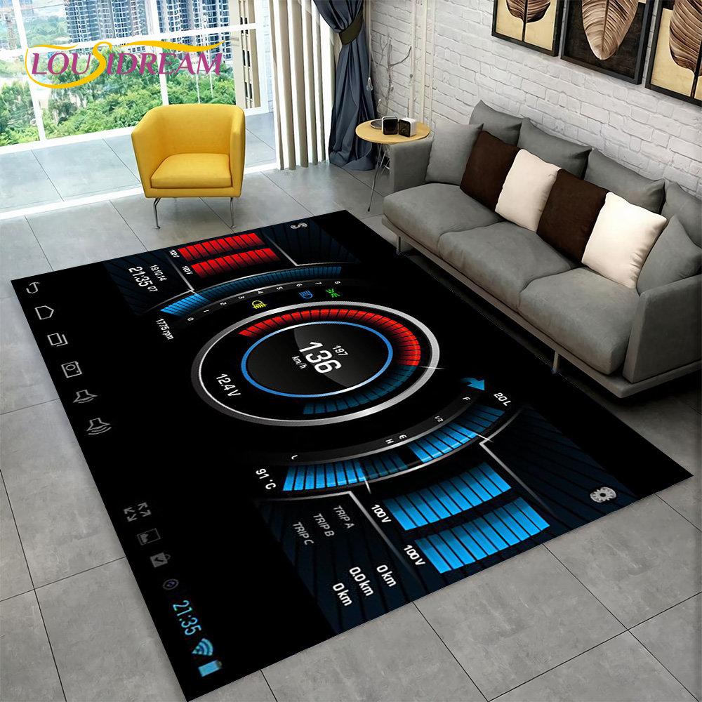 3D Car Racing Dashboard Area Rug Large,Carpet Rug for Living Room Bedroom Sofa Kitchen Doormat Decor,Kid Play Non-slip Floor Mat