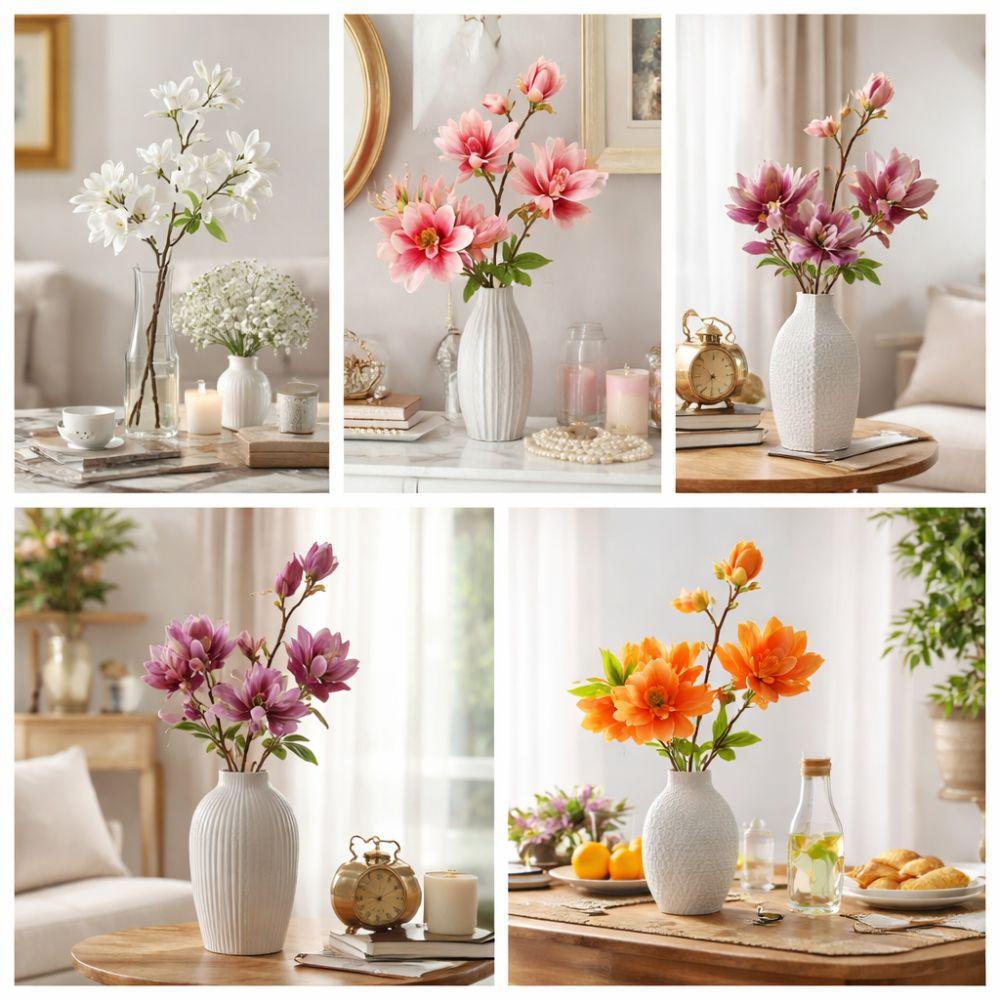 Large Artificial Magnolia Flower Real Touch Handmade Simulation Big Magnolia Realistic EVA Faux Magnolia Branch Teacher's Day