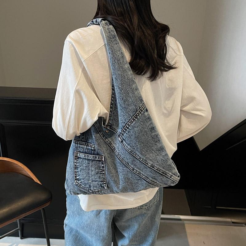 Women's Denim Tote Bag Fashiable Oversized Shoulder Bag Casual Everyday Canvas Style Handbag