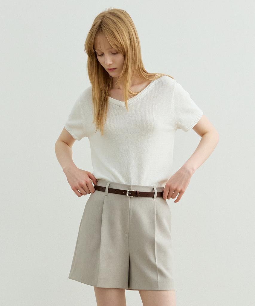 ARTID Paper V-Neck Short Sleeve Knit_White