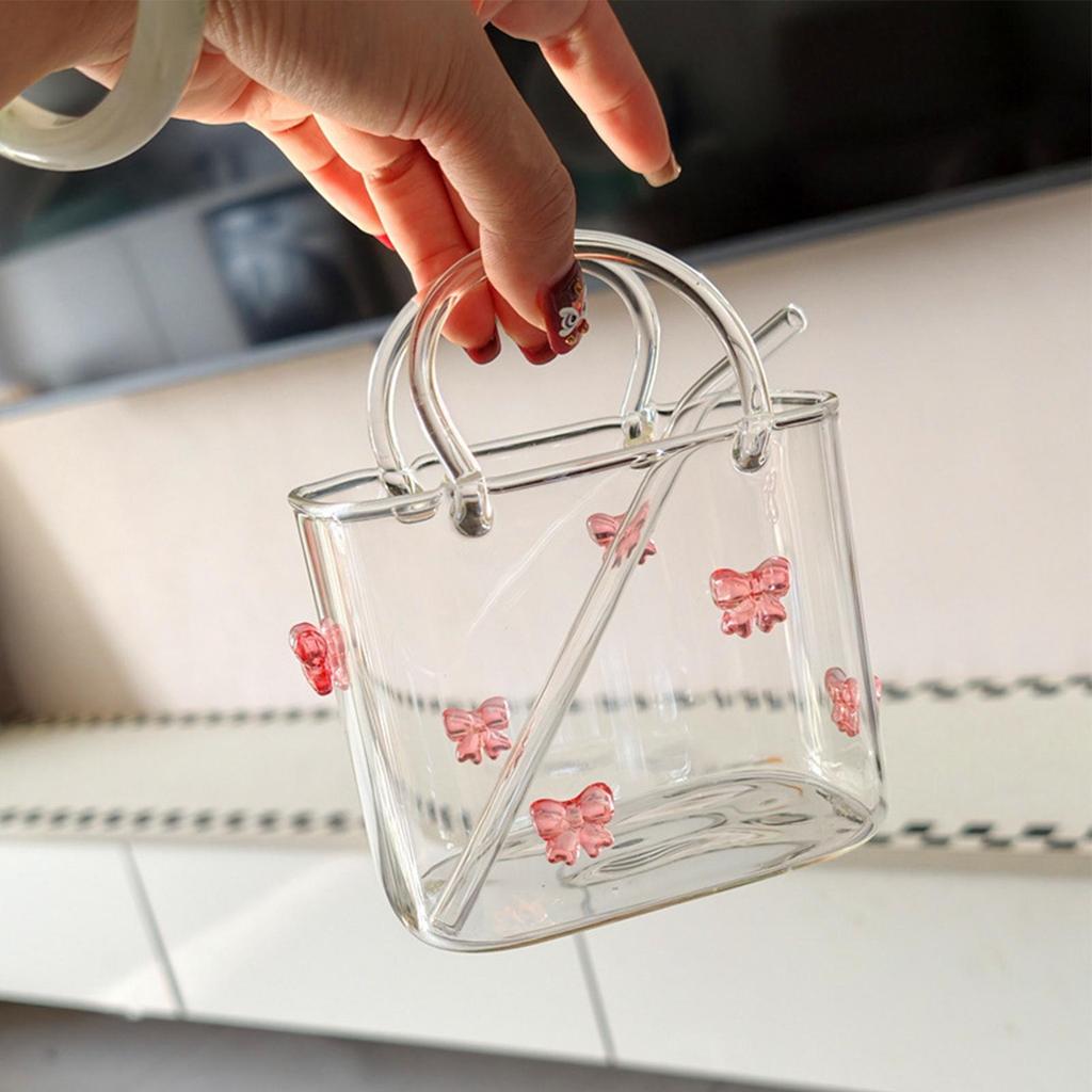 Vaso para Beber tipo Cartera, Taza Decorativa Linda - Copas de Vino con Pajita para Bebida Jugo Cóctel Flores, Boda, Fiesta de Cumpleaños