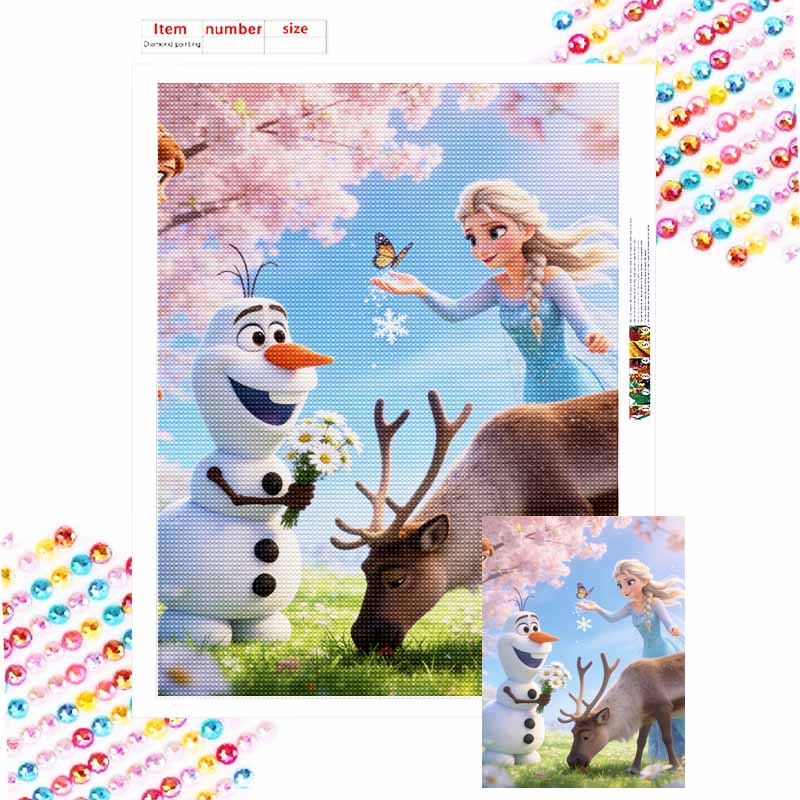 Disney Frozen Elsa Olaf Sven diamond painting art painting handmade diy5D home decoration gift Round 20x30cm