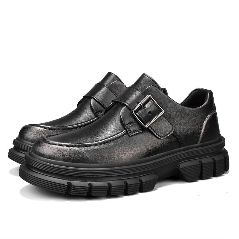 

Модная мужская кожаная обувь дерби Классические универсальные стили британского дизайна Уличная повседневная деловая офисная обувь высокого качества на толстой подошве 38 чёрный