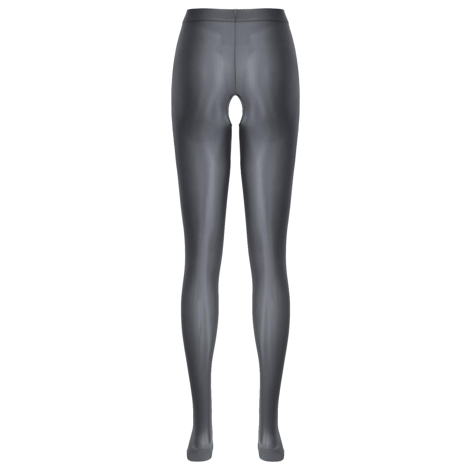 

Жіночі глянцеві колготки без промежини з високою талією, еластичні легінси, прозора нічна білизна XXL темно-сірий колір