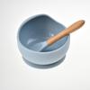 Silicone Bib & Tableware Set: Snail Bowl, Wooden Handle Spoon & Fork - Child Safe 3-Piece Feeding Kit