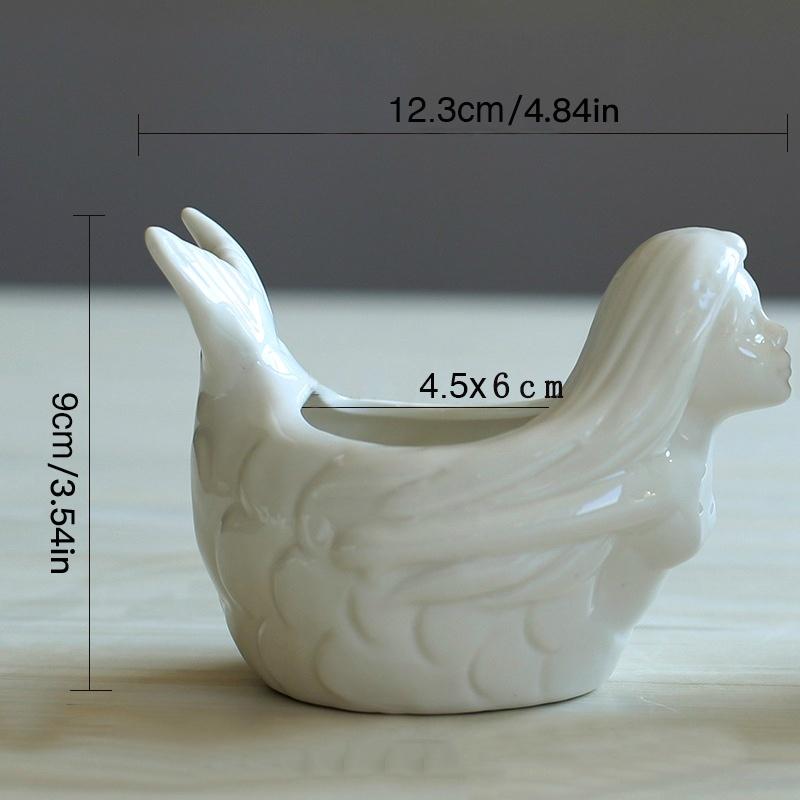 Tegneserie Søt Havfrue Keramisk Sukkulentpotte Hvit Blomsterpotte Planter Skrivebordspynt Kreativ Vase Hjemmedekor Plantepotte Hagedekorasjon