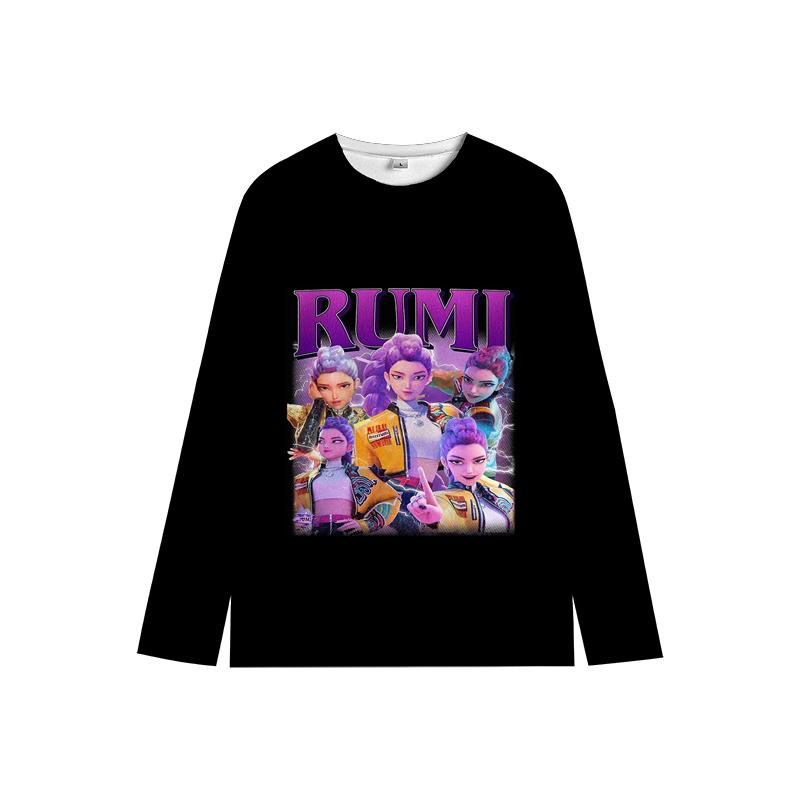 KPop Lovci démonů Dlouhý rukáv Huntrix Dívka Saja Chlapci Děti Dětská Mikina s kulatým výstřihem Zoey Rumi Mira Univerzální Dětské oblečení