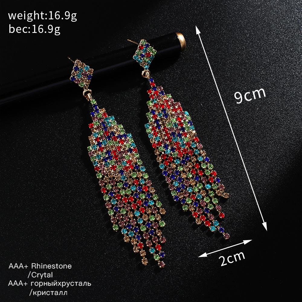 Personalized Jewelry Tassel Shiny Colorful Earrings Women's Long Slimming Drop Earrings