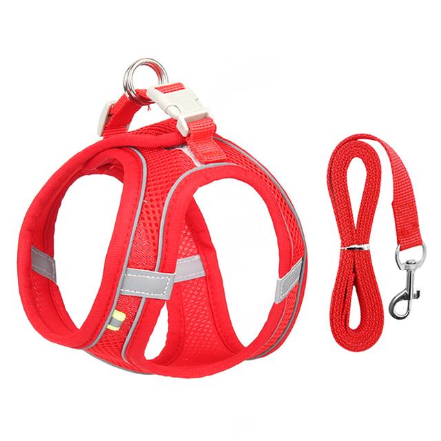 Reflective Pet Chest Strap Breathable Dogs Vest Harness with Leash Adjustable Puppy Walking Lead for Chihuahua French Bulldog