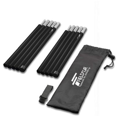 FIELDOOR Aluminium-Zeltstangen (2 Sets, 5-teiliges Set/150cm) [Schwarz] Zweiteiliger Typ, Perfekt für kleine Gruppen, Solo-Camping, Touren und kompakte Tarp-Zelte