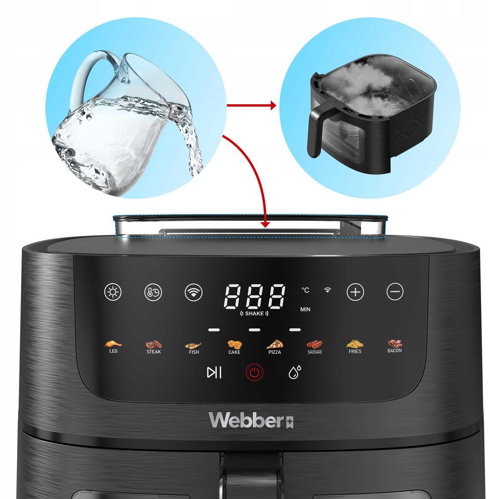 Air Fryer Webber 1800W 8L Air Fryer + WIFI + 8 STEAM programs