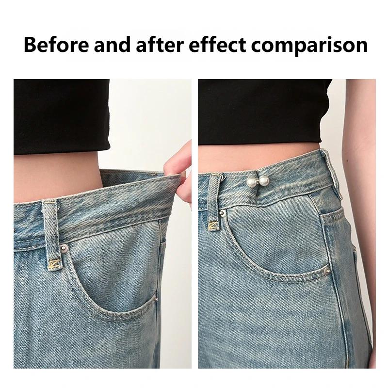 Waist Tightening Tool No Drill Adjustable Buckle for Pants Hidden Button Size Reducer Invisible Fastener Clothing Clip Easy Use Beltless Adjuster