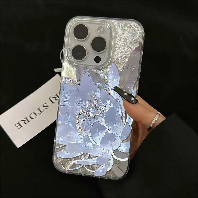 

Ударопрочный чехол для телефона с принтом пионов и лотосов для IPhone 17 16 15 14 13 12 11 Pro Max XS XR 7 8 Plus 13 16E Посеребренная крышка iPhone17 Pro Max