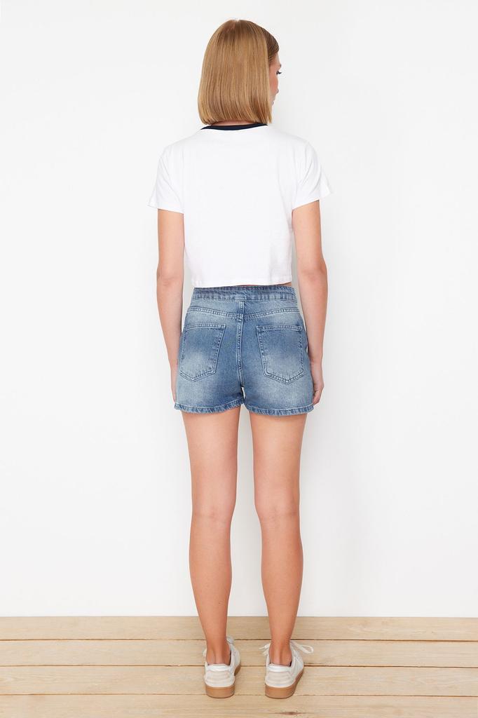 Women's Style Shorts Bermudas High Waist Denim Shorts & Bermudas with Blue Waist Detail
