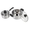 Stainless Steel Saucepan Milk Pan with Long Heatproof Handle Stockpot with 2 Ear Handles Cooking