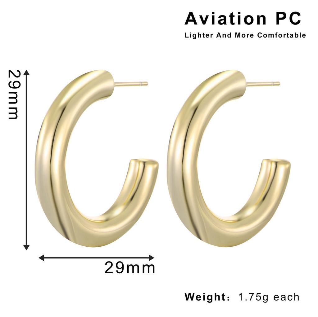 Geometric Retro French Style Stainless Steel Hoop Earrings