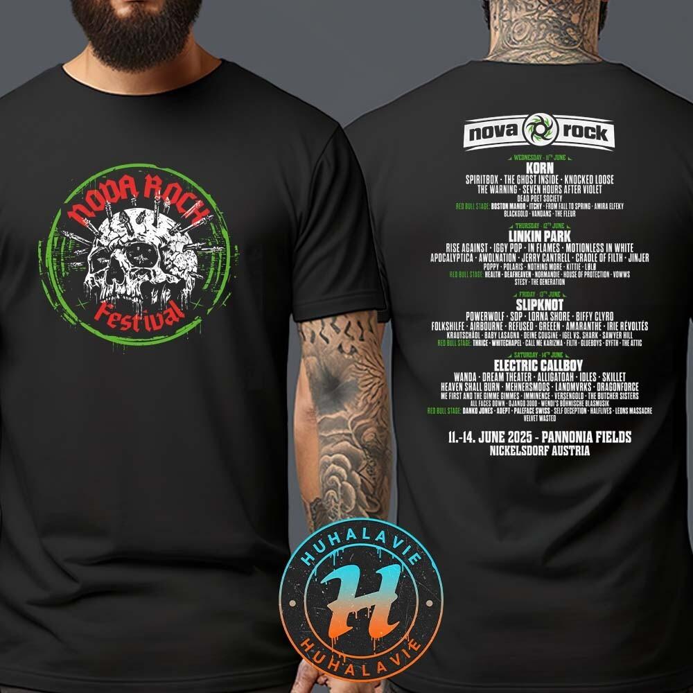 Nova Rock Festival Acid Skull Merch Tee Full Line-Up In Nickelsdorf Austria M
