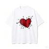 Red Heart Hand Drawn Graphic T‑Shirt Dark Grunge Aesthetic Unisex Oversized Short Sleeve Punk Gothic Streetwear Casual Tee Tops