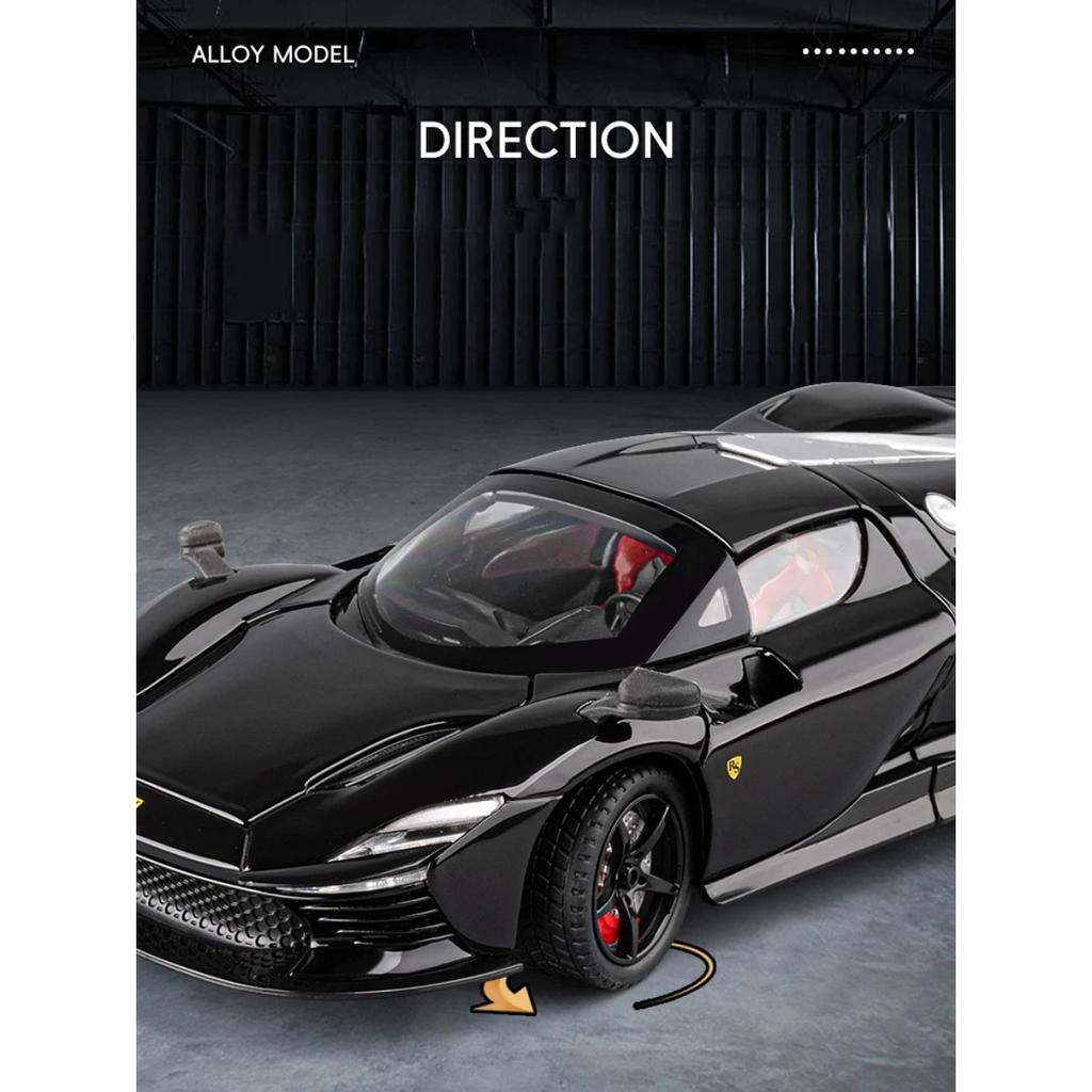 1/22 Ferrari SP3 Daytona Alloy Sports Car Model Diecasts Metal Racing Vehicles Car Model Simulation Sound Light Collection Kids Toy Gift