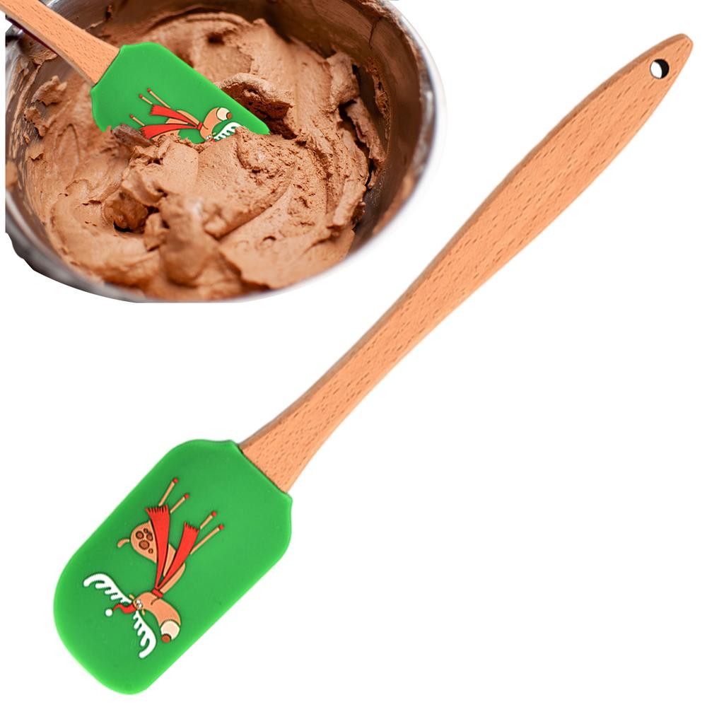 Silicone Spatula Wooden Handle Silicone Scraper Integrated Scraper With Wooden Handle Decorating Spatula Holiday Cute Pan