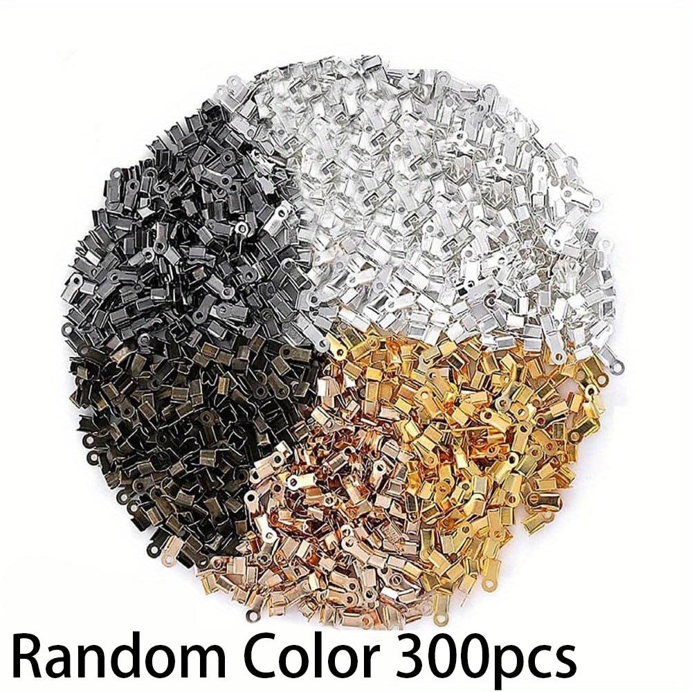 300/500/1000pcs Folding Rope Head, Rope Crimping End, Folding End Cover, Leather Ribbon End Buckle, Tip Jewelry Connector DIY for Jewelry Making