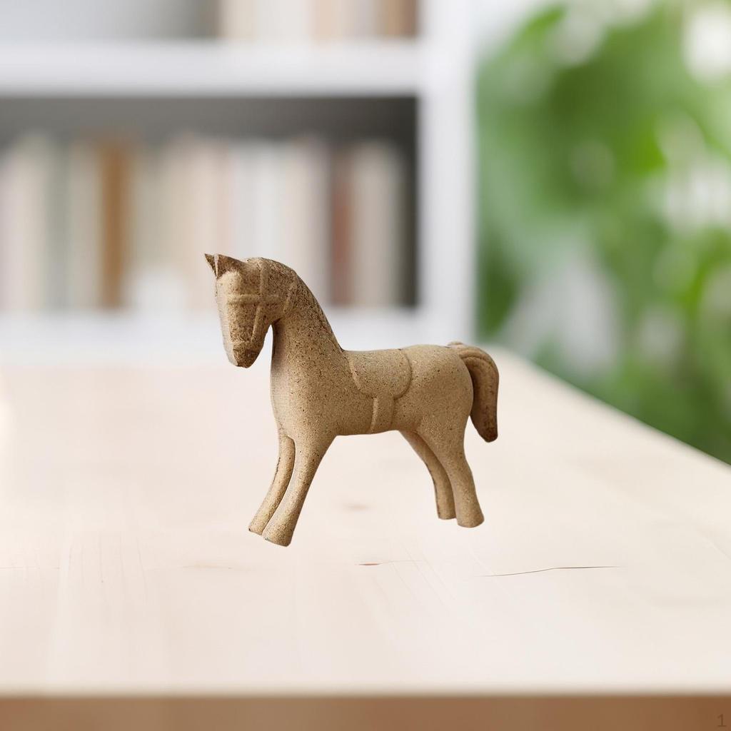 Unfinished Wooden Horse Blank Animal Ornament Desktop Paintable Sculpture for Housewarming Party