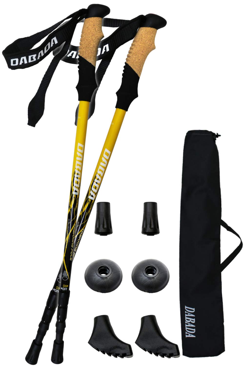 

DABADA Trekking Pole Carbon Ultra Light Set of 2 with Amazon Exclusive Kit 175g Minimum Anti Shock [легкие 61 см] (Углеродный желтый)