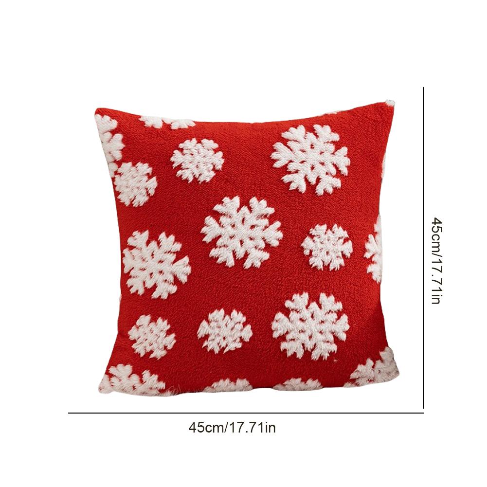 Christmas Cushion Cover Festival Pillow Case for Couch (Red Small Snowflake) QDE