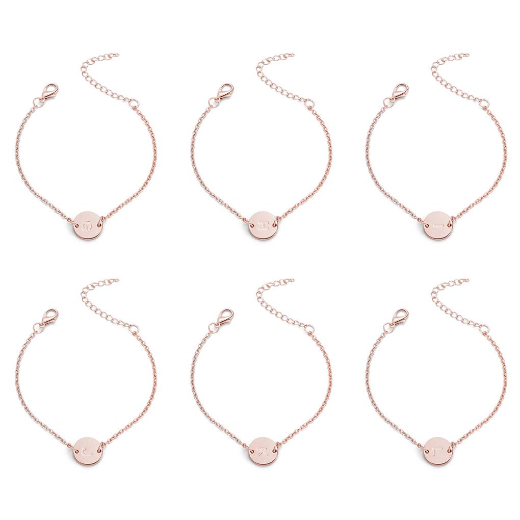 A-Z Chain Alphabet Wristband Bracelet Round Letters Pendant Lady Retro Bangles Girl Women Jewelry