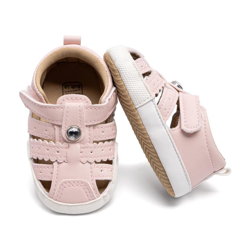 Infant Girls' Non-Slip Closed Toe Sandals (0-1 Year) with Soft Sole & Velcro
