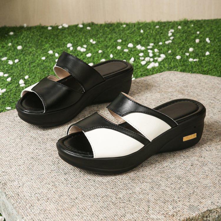 

Новые женские босоножки на платформе Broken Fish Mouth с открытым носком - цветные тапочки с толстой подошвой, увеличивающие рост 36