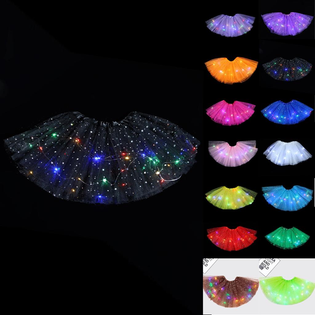 Dětská svítící příze Sukně Baletní sukně Taneční kostýmy Příze Sukně Performance Rekvizity LED kostýmy