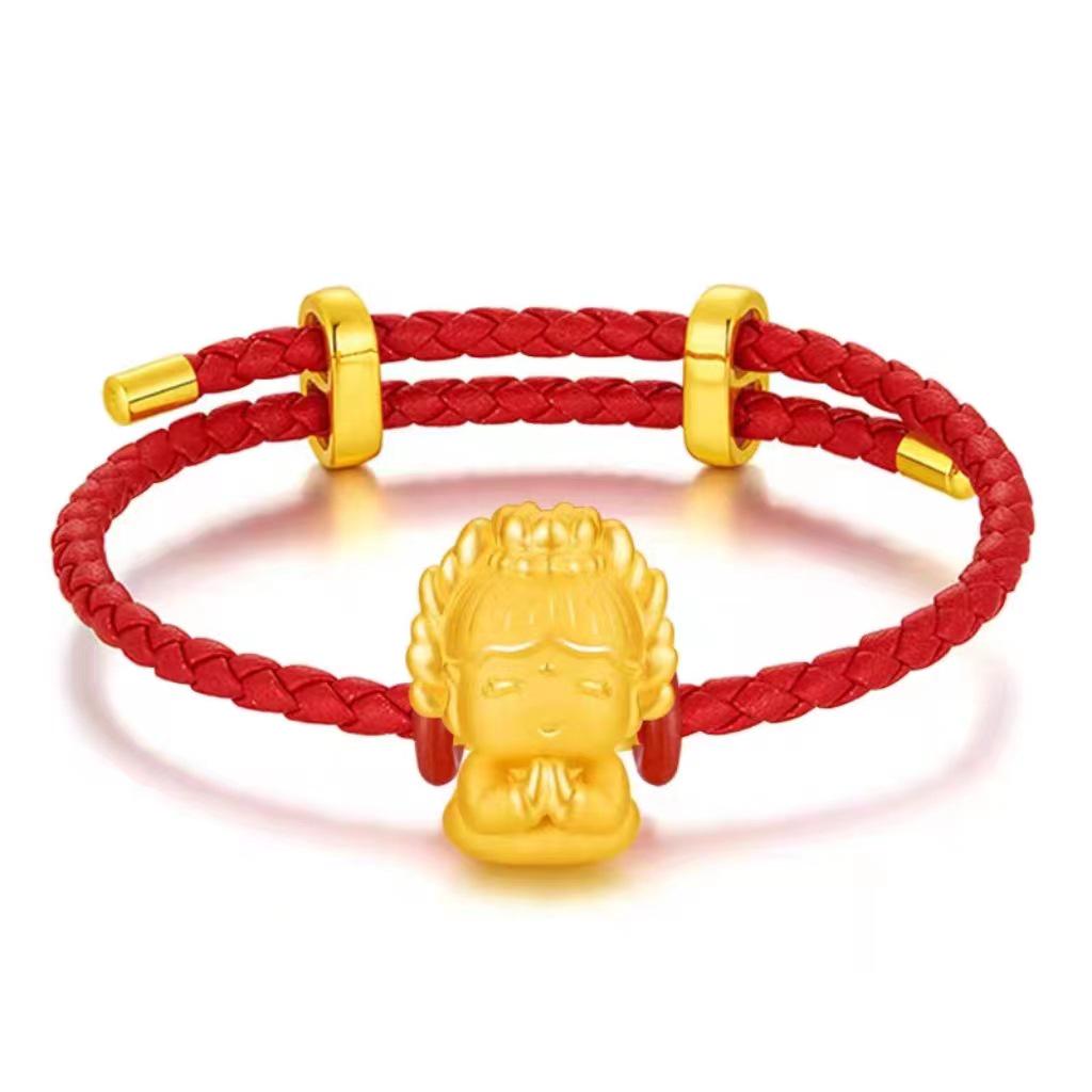 Thousand-Hand Guanyin Bracelet: Gold Buddha Design with Vietnamese Sand Gold, Zodiac Signs, Unisex Style for Couples