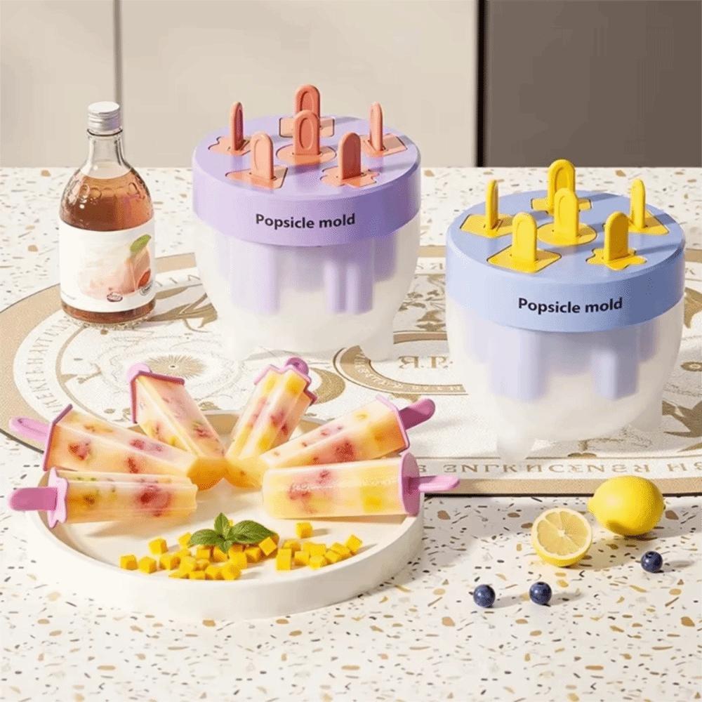 Easy To Release 6 Grid Ice Cream Mold Plastic Ice Lolly Mold Durable Ice Candy Maker  Milk