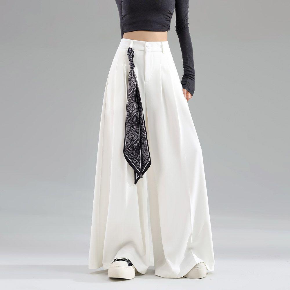 Women's Drapey Wide-Leg High-Waisted Slimming Floor-Length Pants - 2026 Spring/Summer Collection