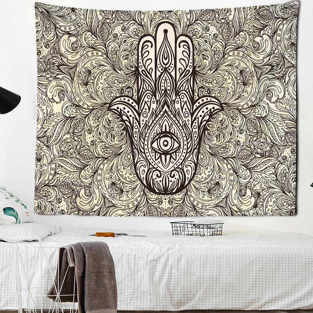 

Индийская статуя пальмового глаза, медитация, 7 чакр, гобелен, настенный гобелен с мандалой, настенное покрытие, психоделический декор в стиле бохо 100X75CM