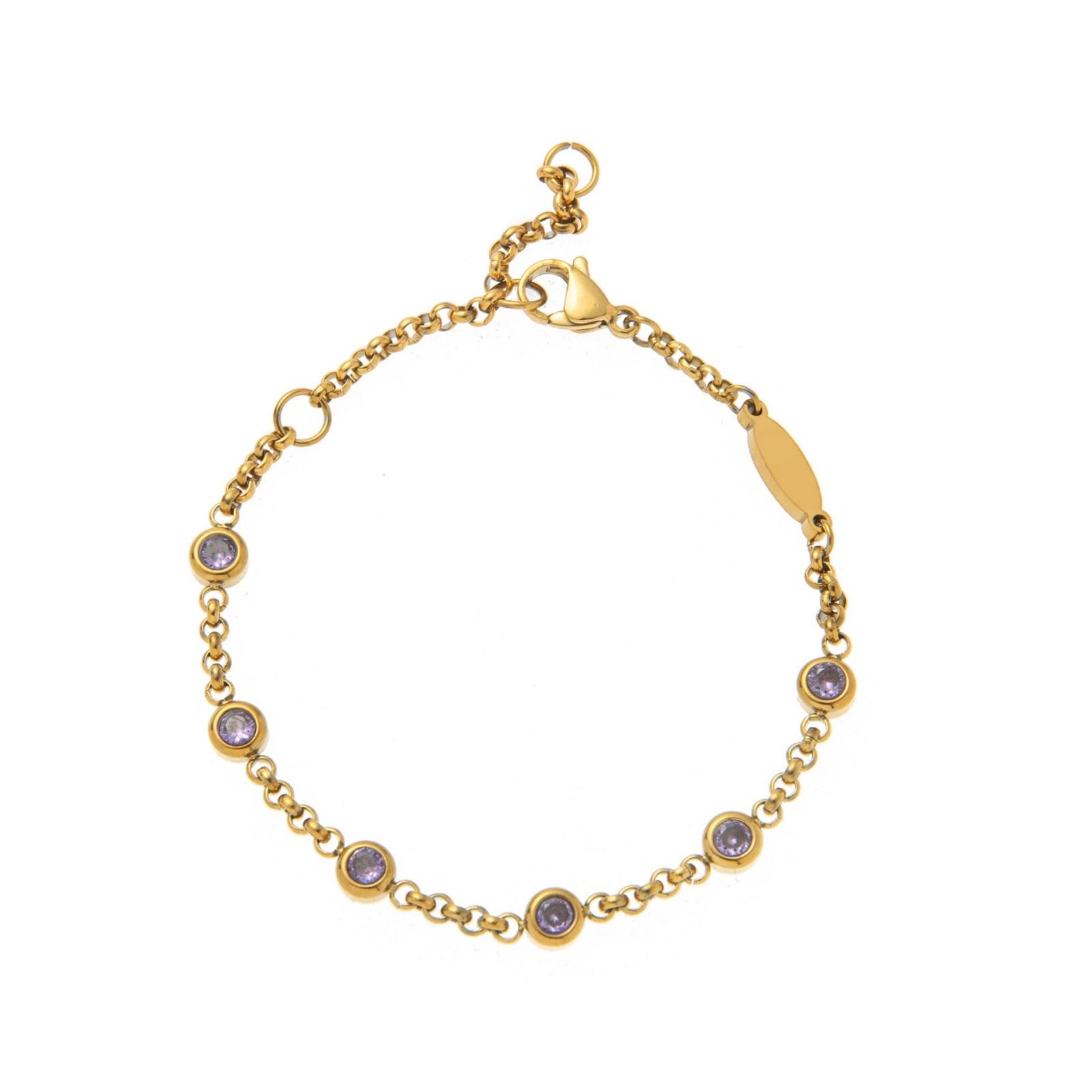 

Birthstone Rolo Chain Bracelets 18K Gold Plated 304 Stainless Steel Women s Simple Stylish Gift Jewelry 19cm(7.5 ) long, 1 Piece
