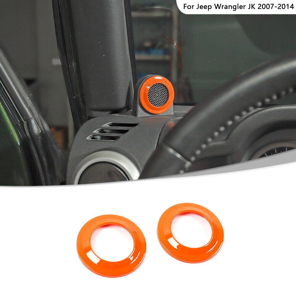 2x A-Pillar Speaker Horn Cover Trim Ring For Jeep Wrangler JK 2007-2014 Orange