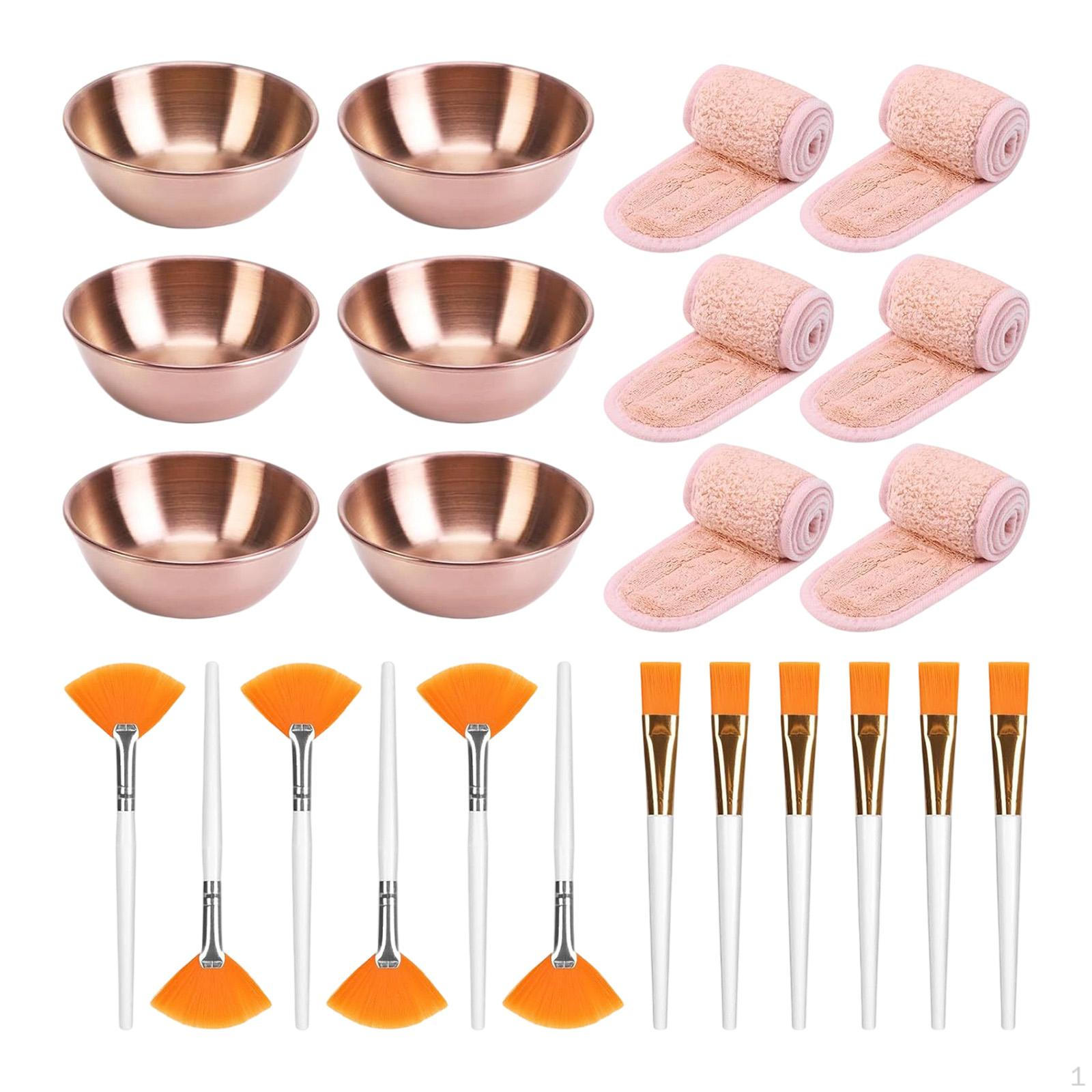 

Face Mixing Bowl Set Tools Kit with Bowls Brushes Headbands Portable 24 Pieces