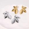 Minimalist Women Jewelry Stainless Steel Leaf Earrings 18K Gold Plated Rotating Leaf Earrings