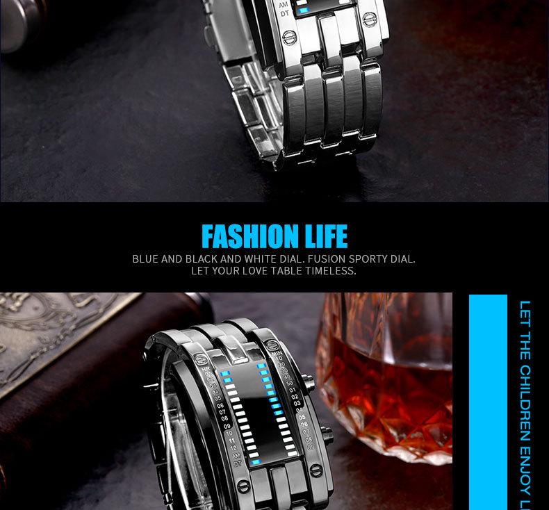 Koreanische Trendige LED Iron Man Dual-Line Binäre Mode Paar Studentenuhr