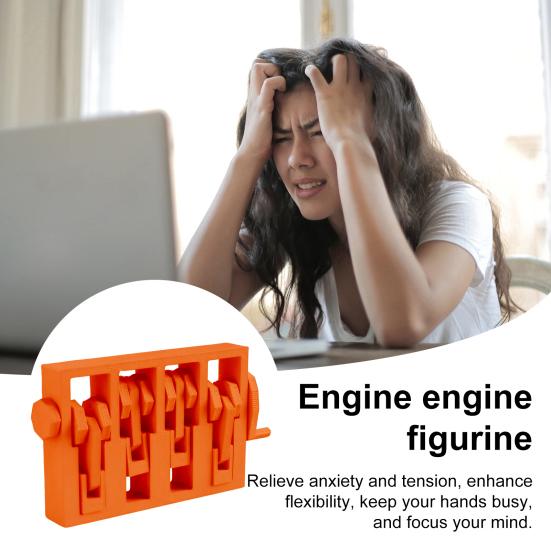 3D Printed Engine Figurine Teens Adults Stress Relief Crank Handle Drive Engine Fidget Toy Mini Desktop Engine Ornament Decoration