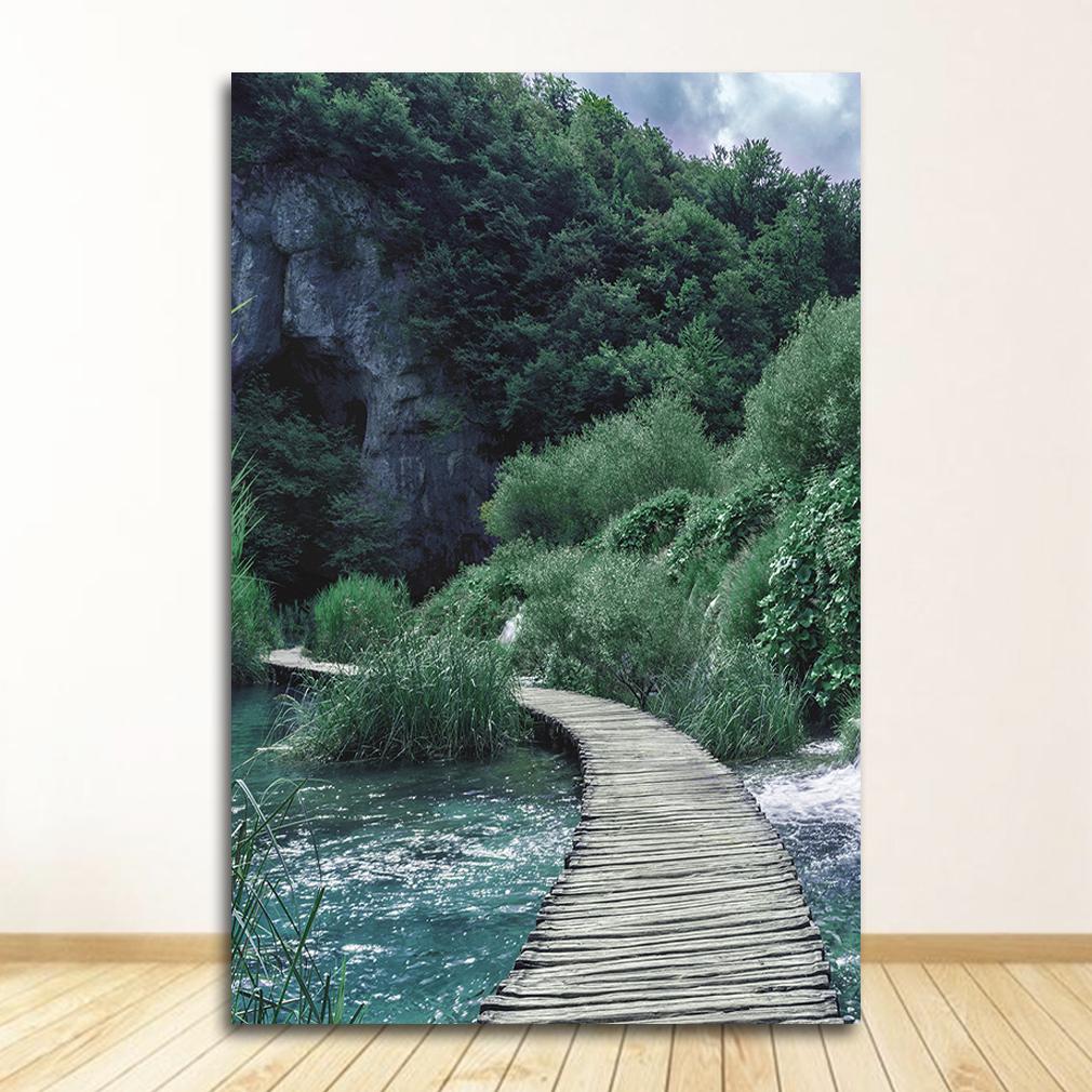 Modern Living Room Decor Scandinavian Nature Landscape Poster Nordic Style Print Mountain Lake Boat Wall Art Picture Painting